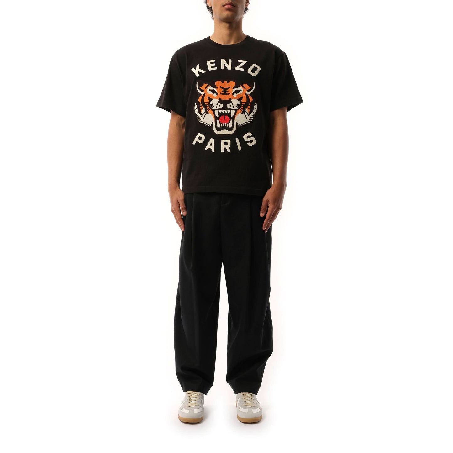 Lucky Tiger Oversize Heavy T-Shirt in Black