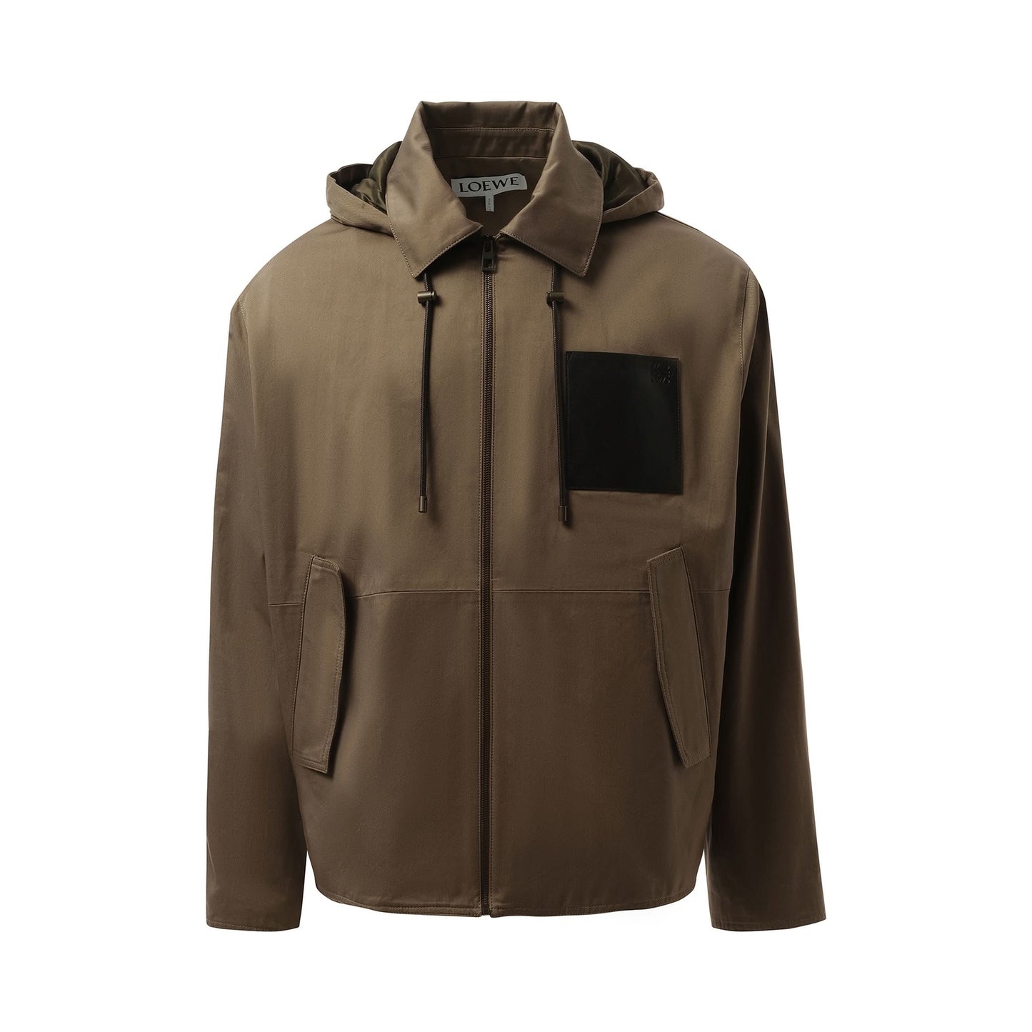 Hooded Jacket in Khaki/Brown