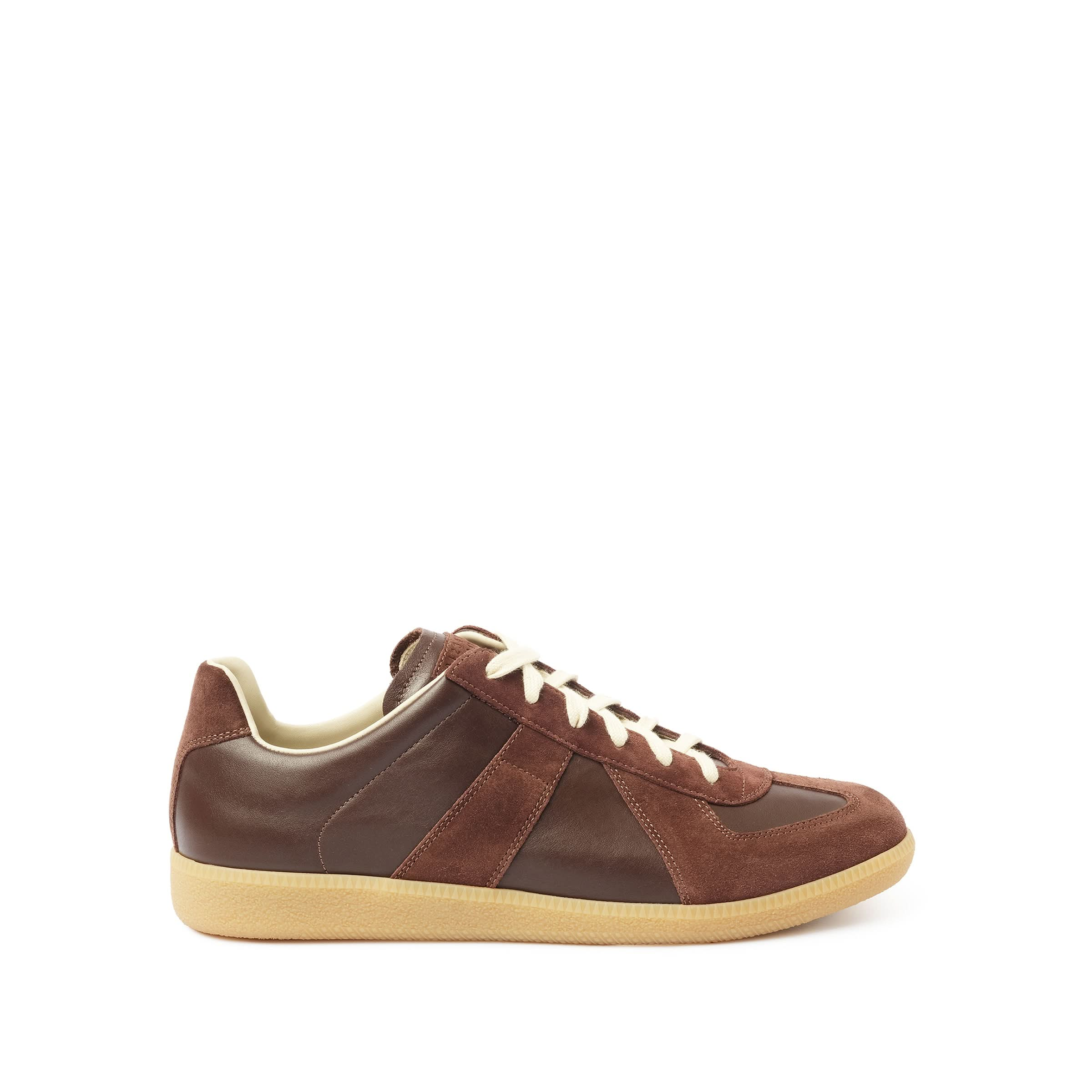 Replica Leather Sneaker in Chic Brown