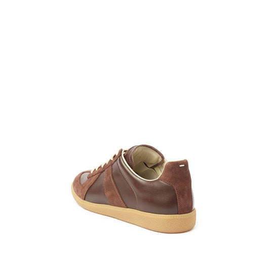 Replica Leather Sneaker in Chic Brown