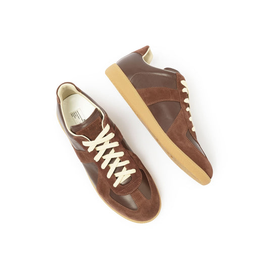 Replica Leather Sneaker in Chic Brown