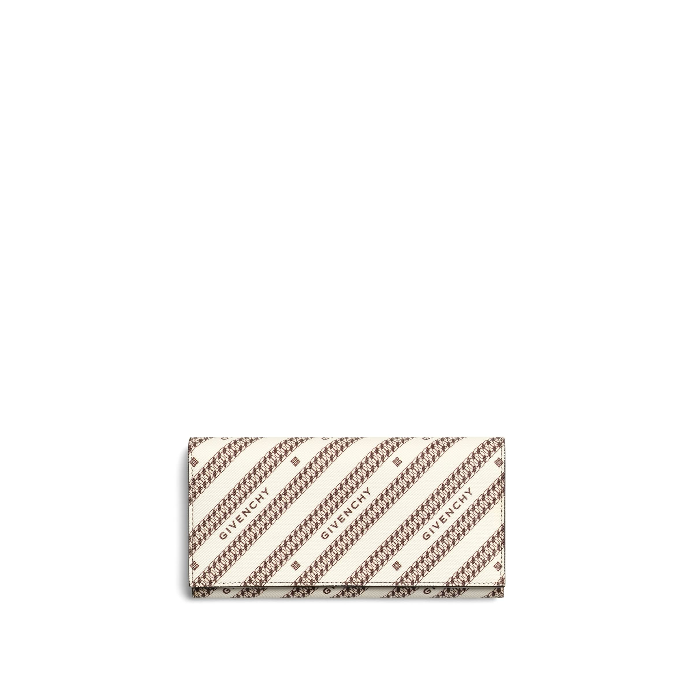 Bond Flap Wallet in Chain Coated Canvas in Beige