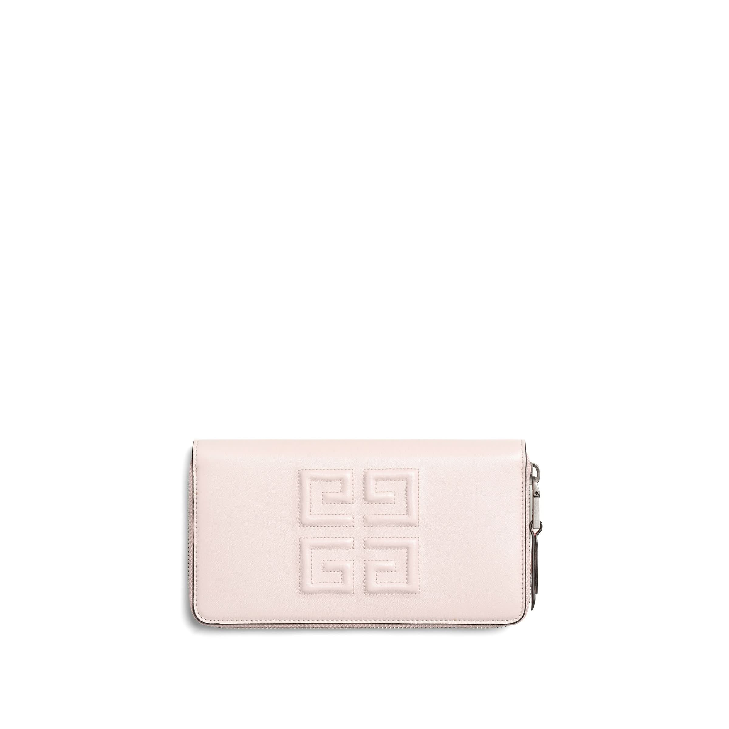 Embroidered 4G Long Zip Wallet in Pink