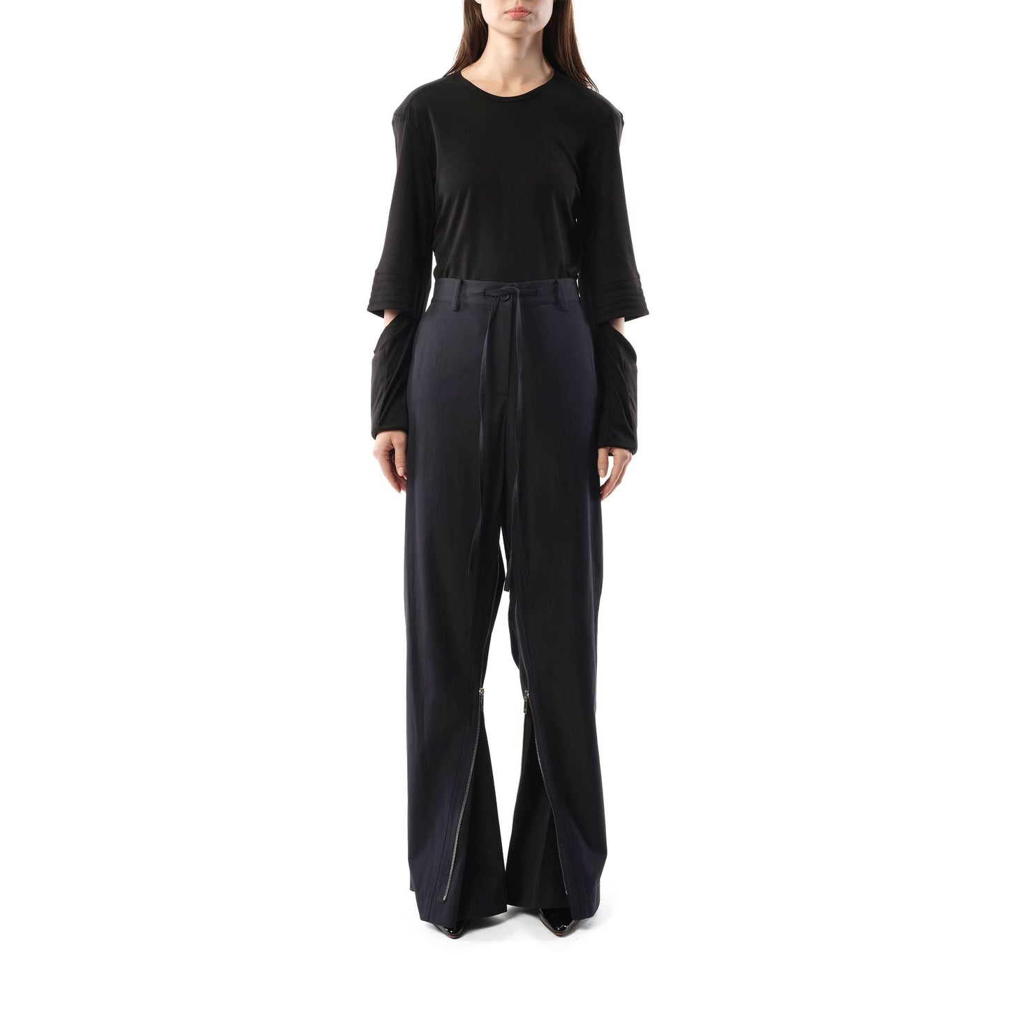 Gusset Wide Leg Pants in Navy