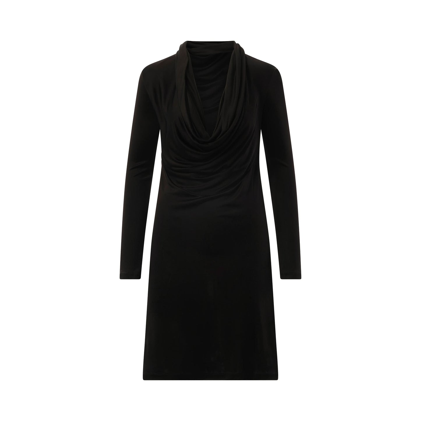 Cowl Liquid Dress in Black