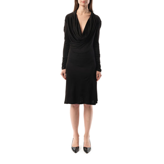 Cowl Liquid Dress in Black