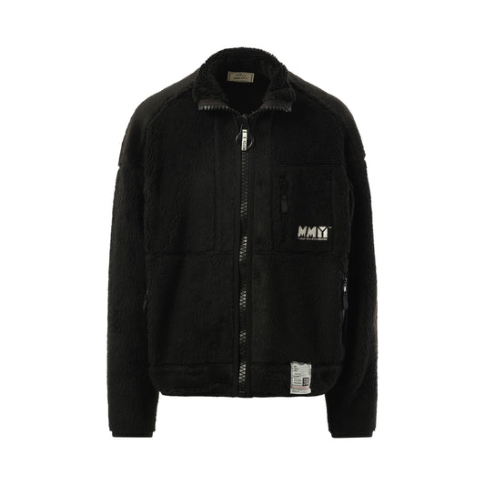 Wide Black Boa Blouson in Black