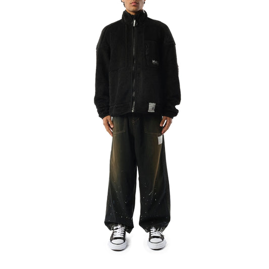 Wide Black Boa Blouson in Black