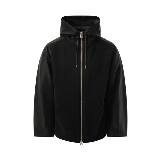 Balloon Nylon Twill x Sponge Sweat Hoodie in Black