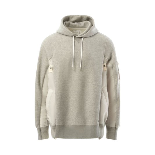 Sponge Sweat Nylon Twill Hoodie in Light Gray