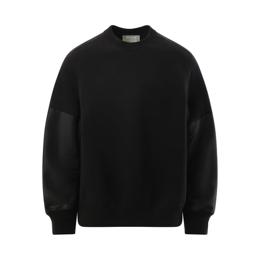 Nylon Twill x Sponge Sweatshirt in Black