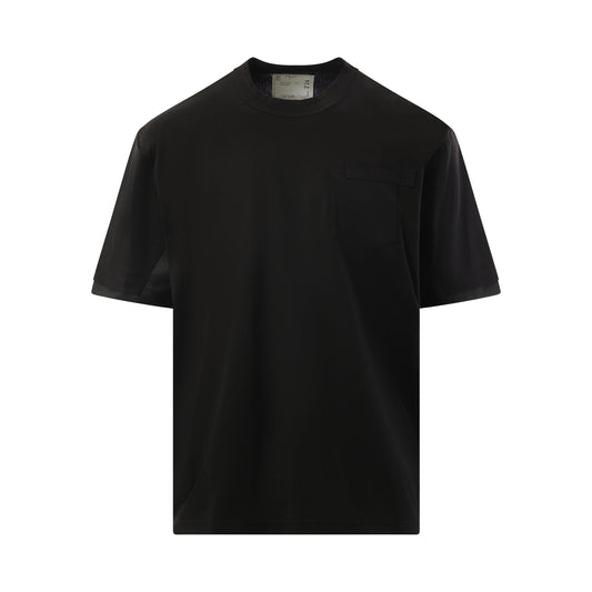 Nylon Twill Cotton Jersey T-Shirt in Black