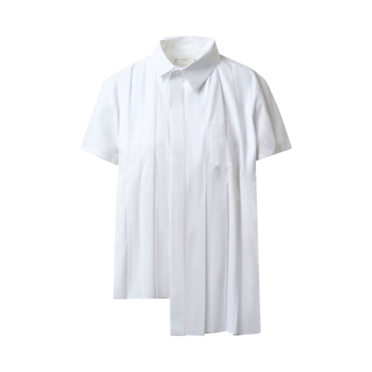 Asymmetric Cotton Poplin Shirt in Off White