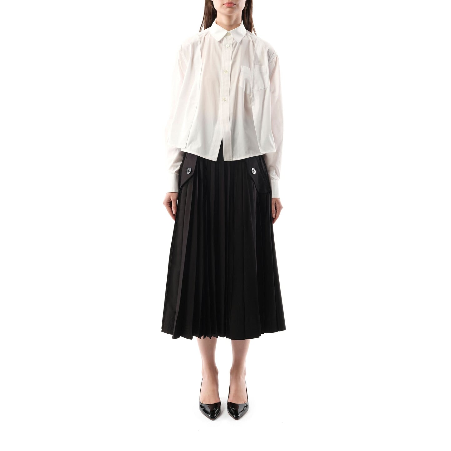 Reconstructed Cotton Poplin Shirt in Off White