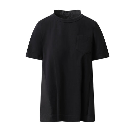 Cotton Poplin x Cotton Jersey T-Shirt in Black