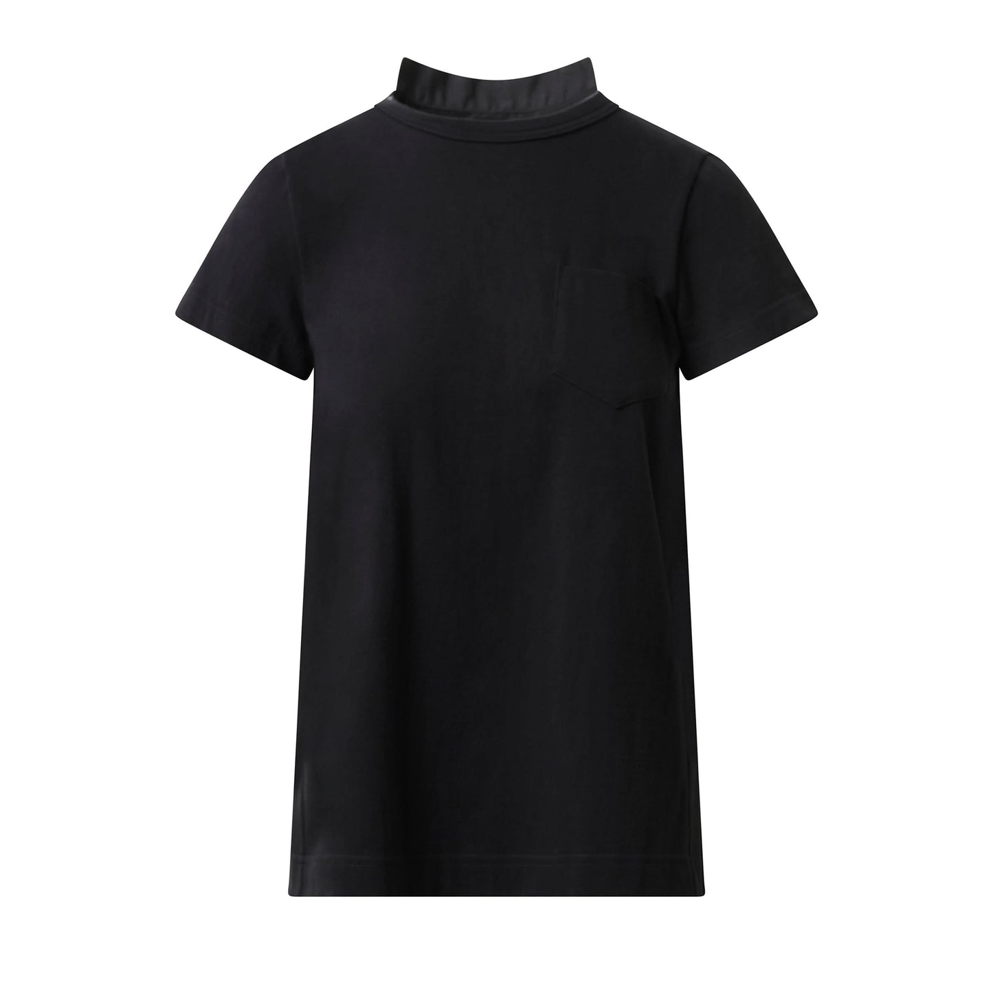 Cotton Poplin x Jersey T-Shirt in Black