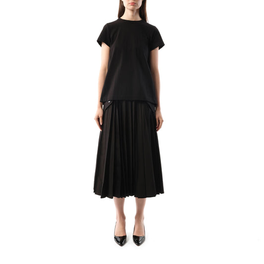 Cotton Poplin x Jersey T-Shirt in Black