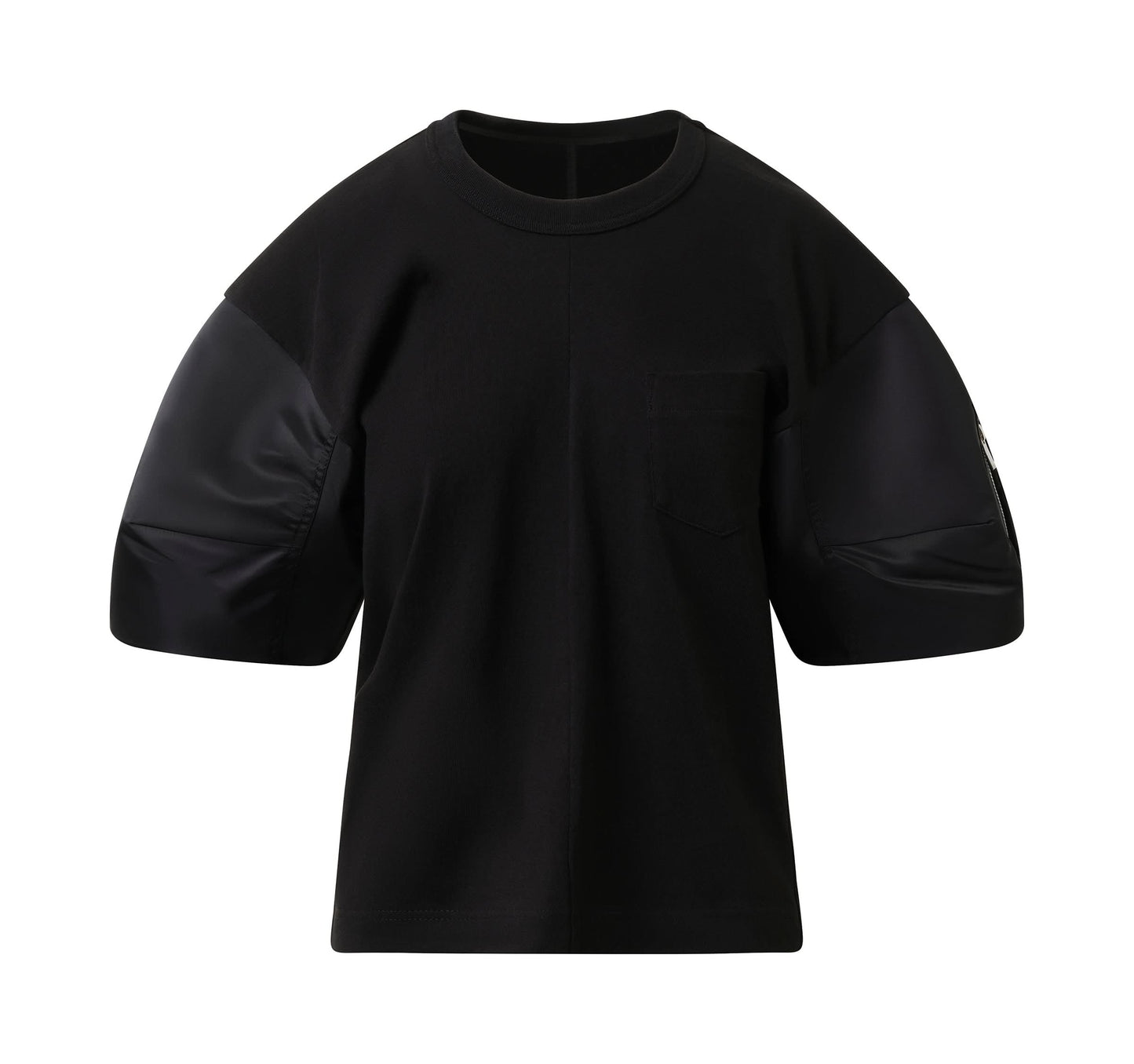 Nylon Twill Cotton Jersey T-Shirt in Black