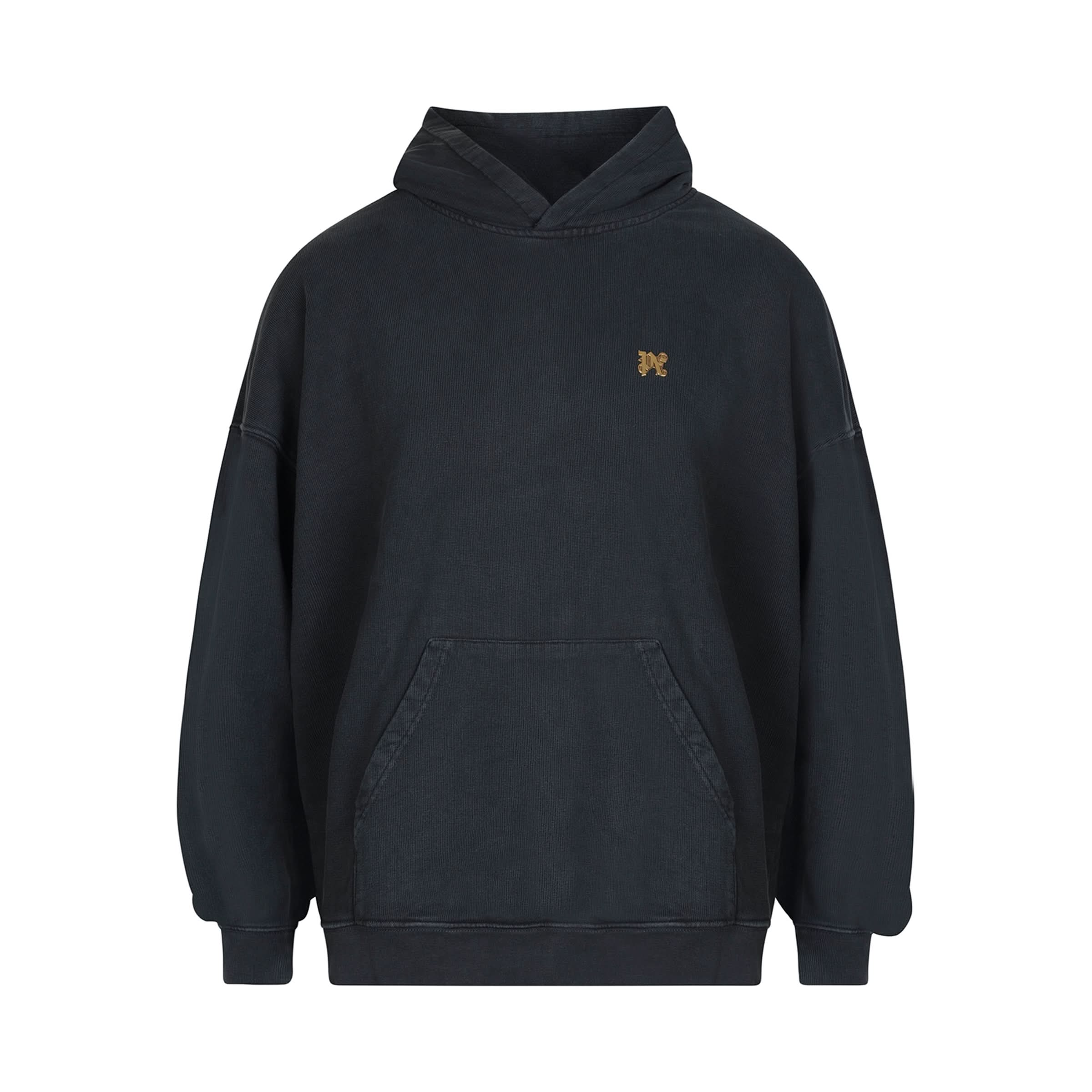 Back Burning Monogram Hoodie in Black/Gold