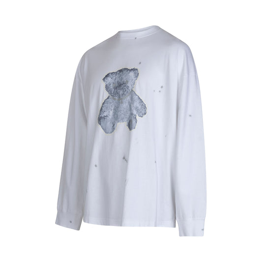 Pearl Necklace Teddy Long Sleeve T-Shirt in White