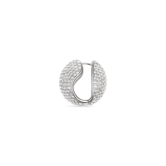 Crystal Embellished Logo Earring in Silver