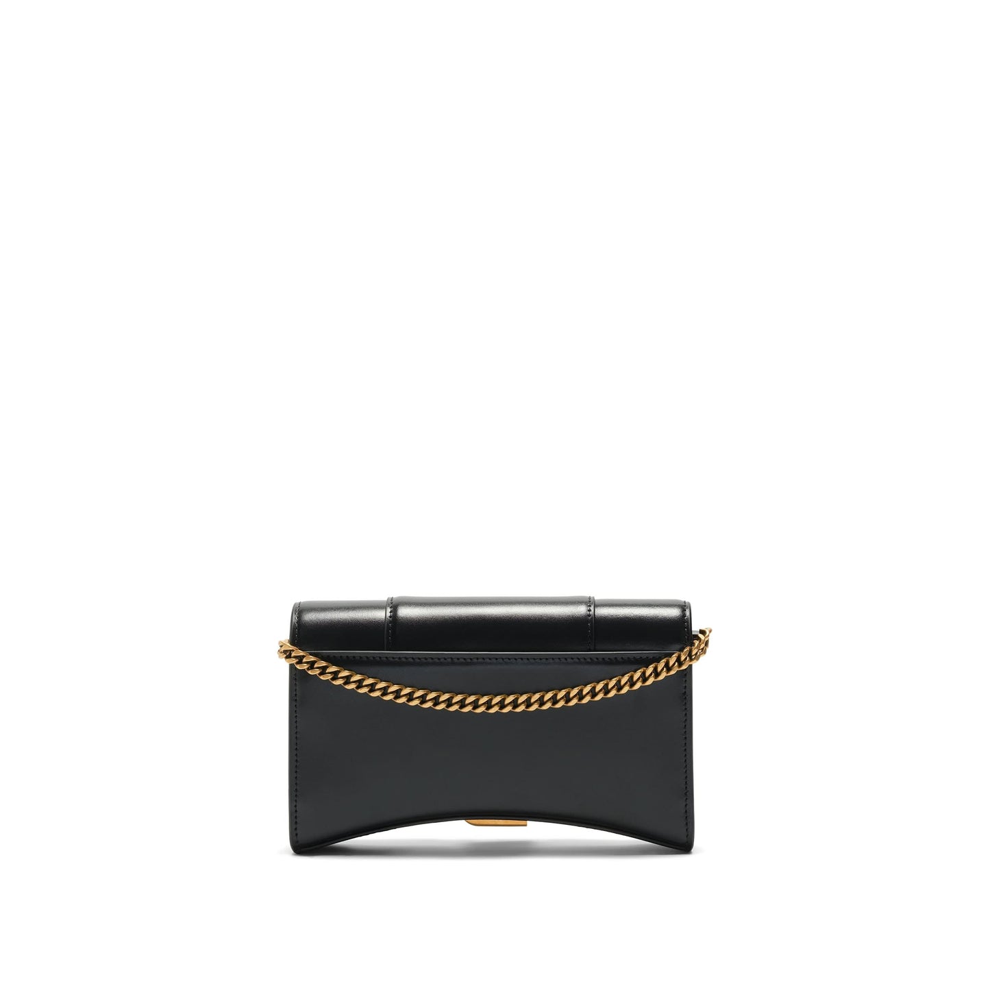 Hourglass Wallet On Chain in Black Smooth Leather