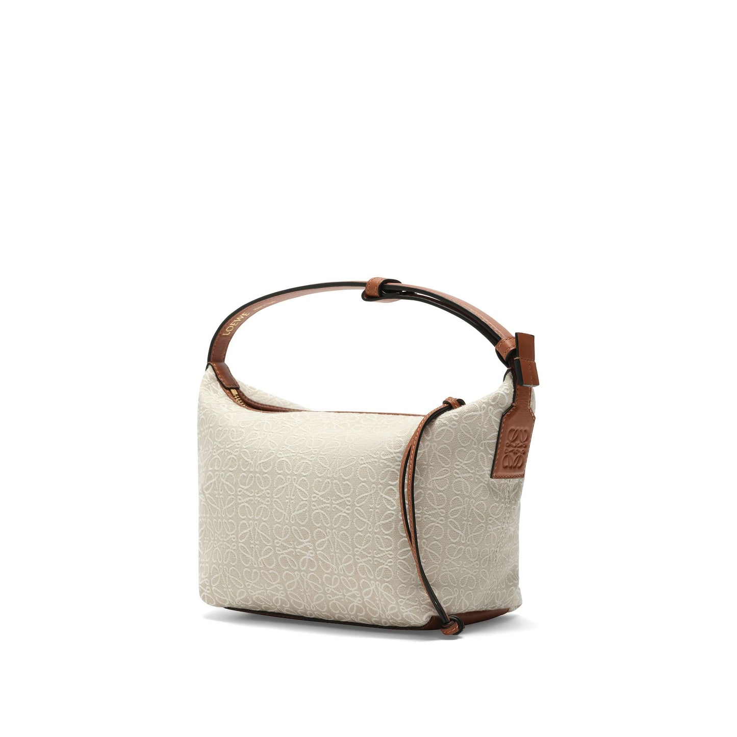 Small Cubi Bag in Anagram Jacquard and Calfskin in Ecru/Tan