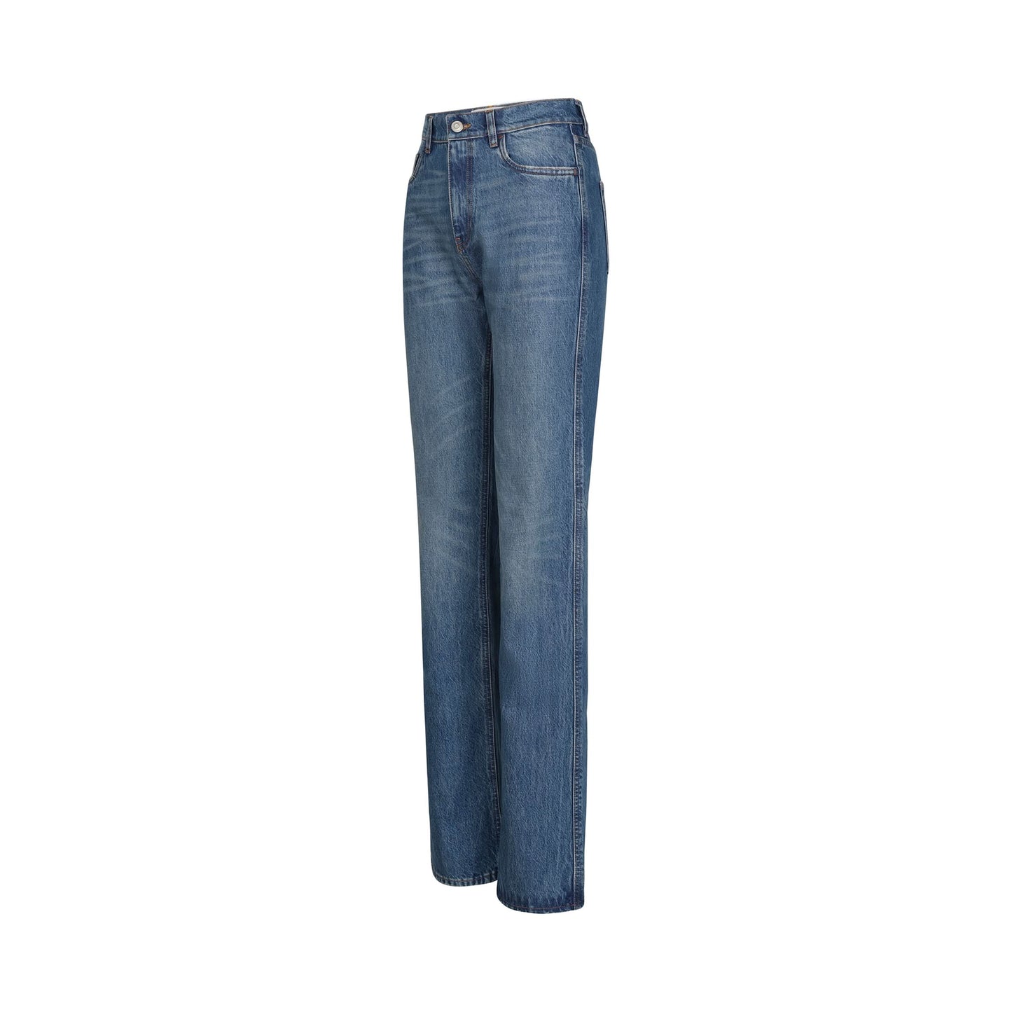 Straight Leg Denim Pants in Blue