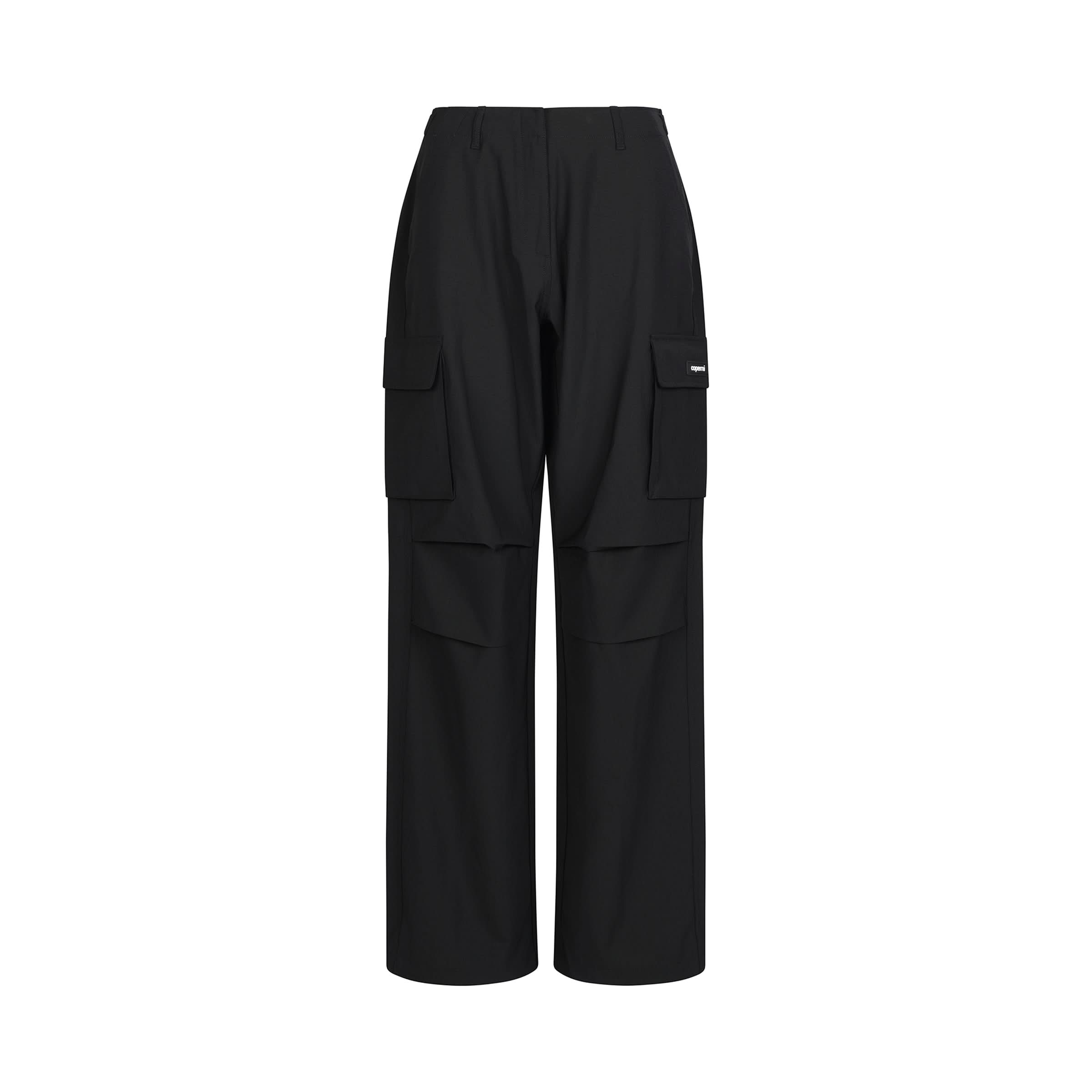 Tailored Wide Leg Cargo Pants in Black