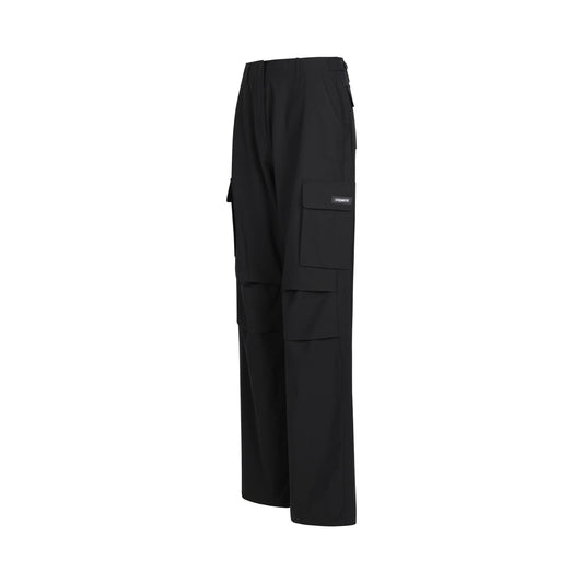 Tailored Wide Leg Cargo Pants in Black