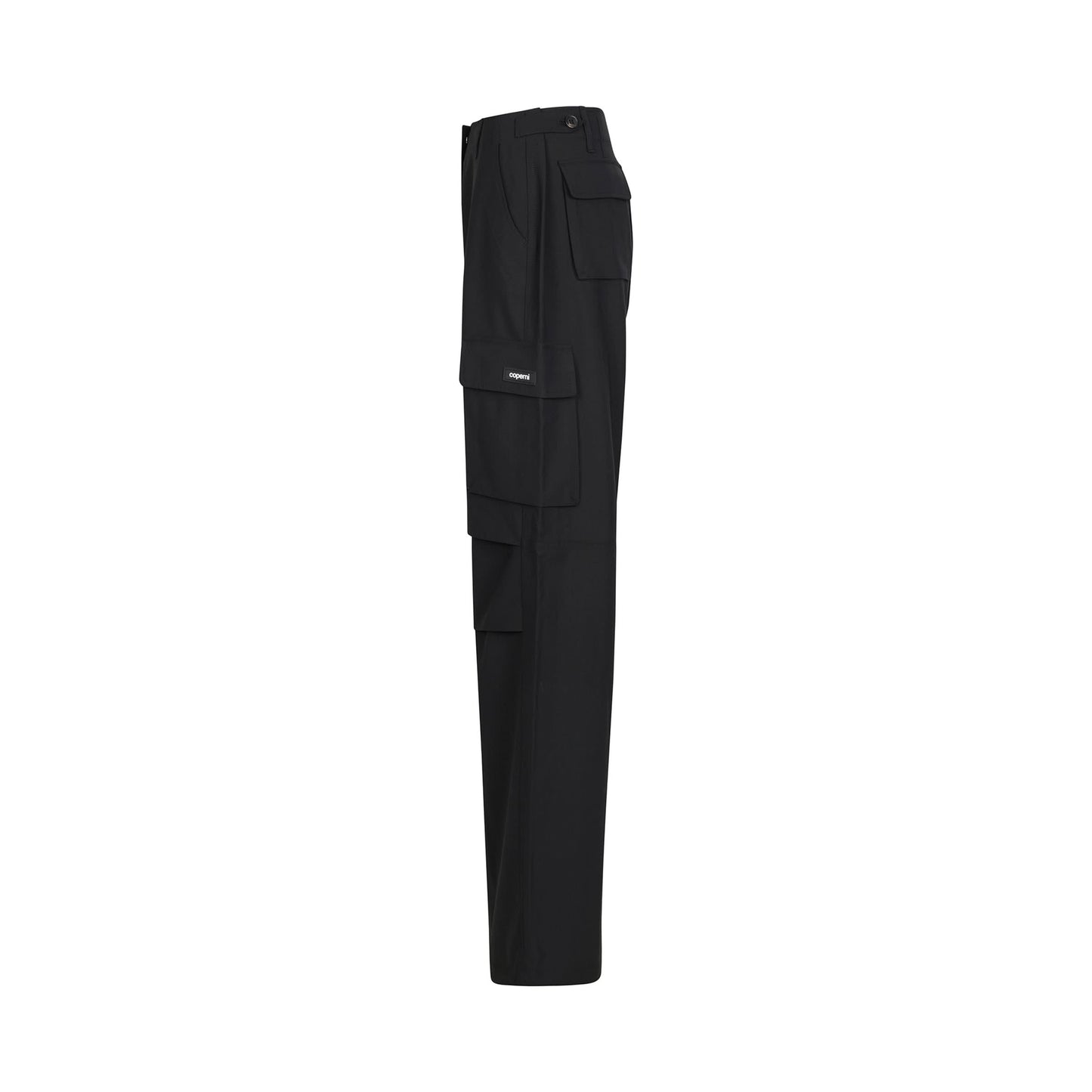 Tailored Wide Leg Cargo Pants in Black