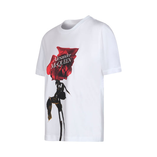 Rose Print Logo T-Shirt in White