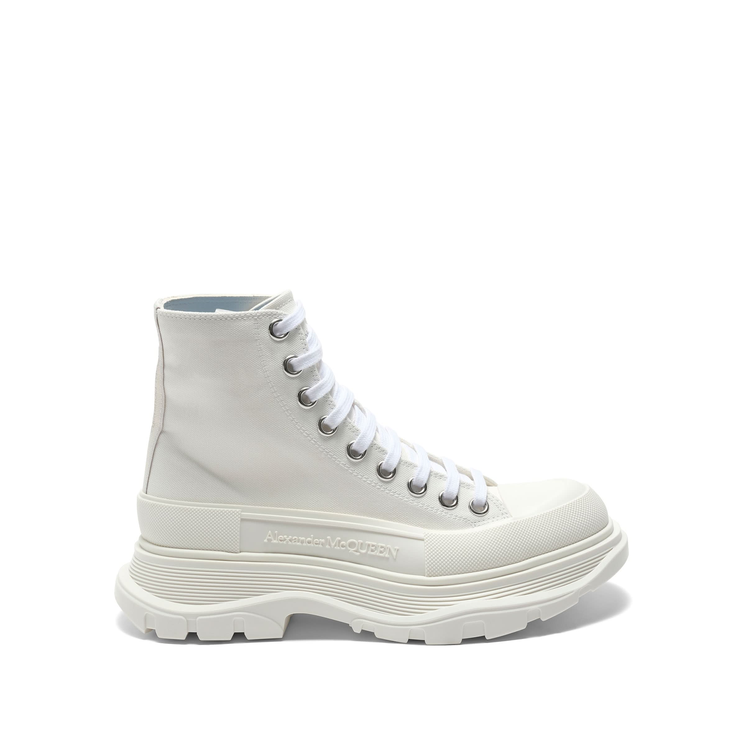 Tread Slick Canvas Lace-Up Boots in White