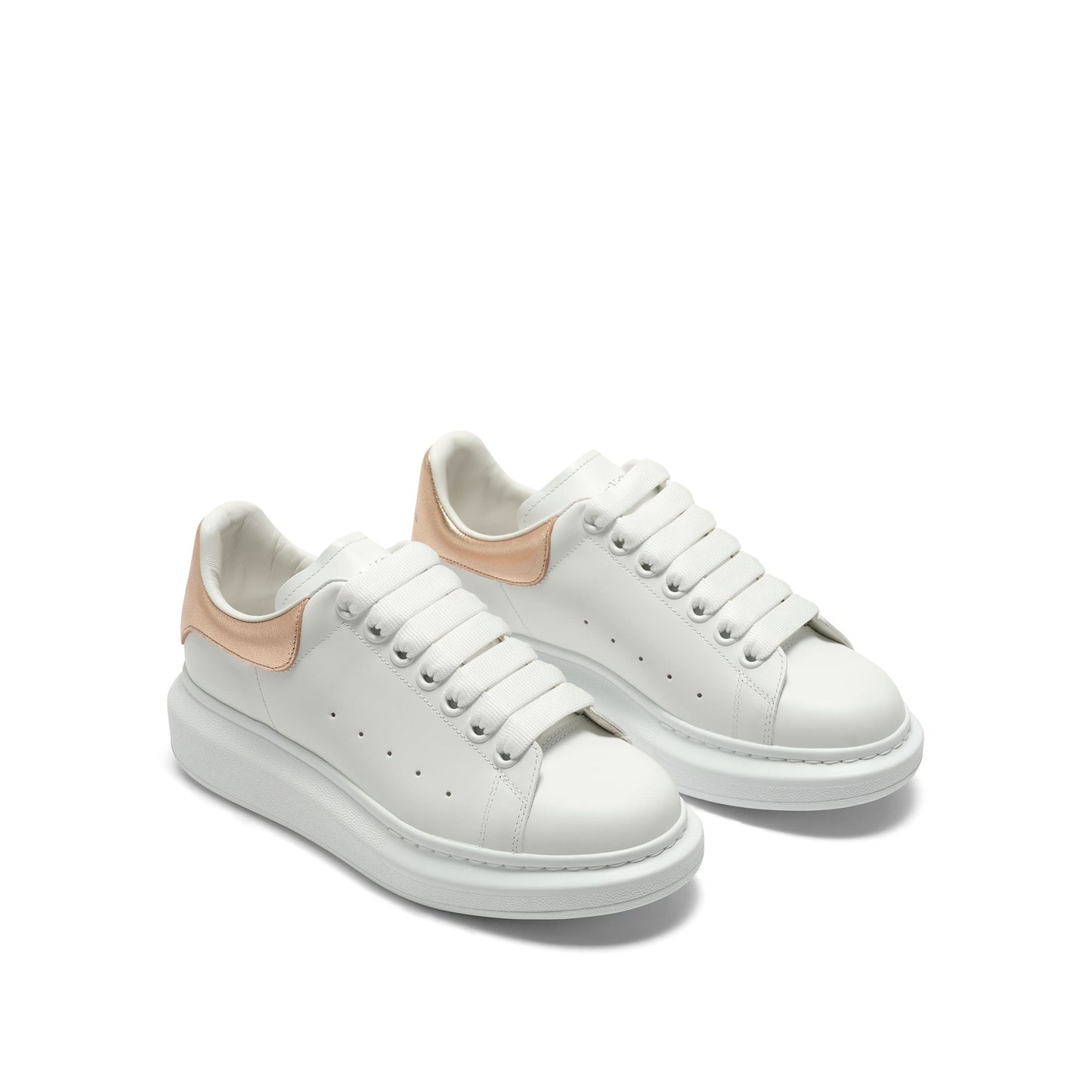 Larry Oversized Heel Sneaker in White/Rose Gold