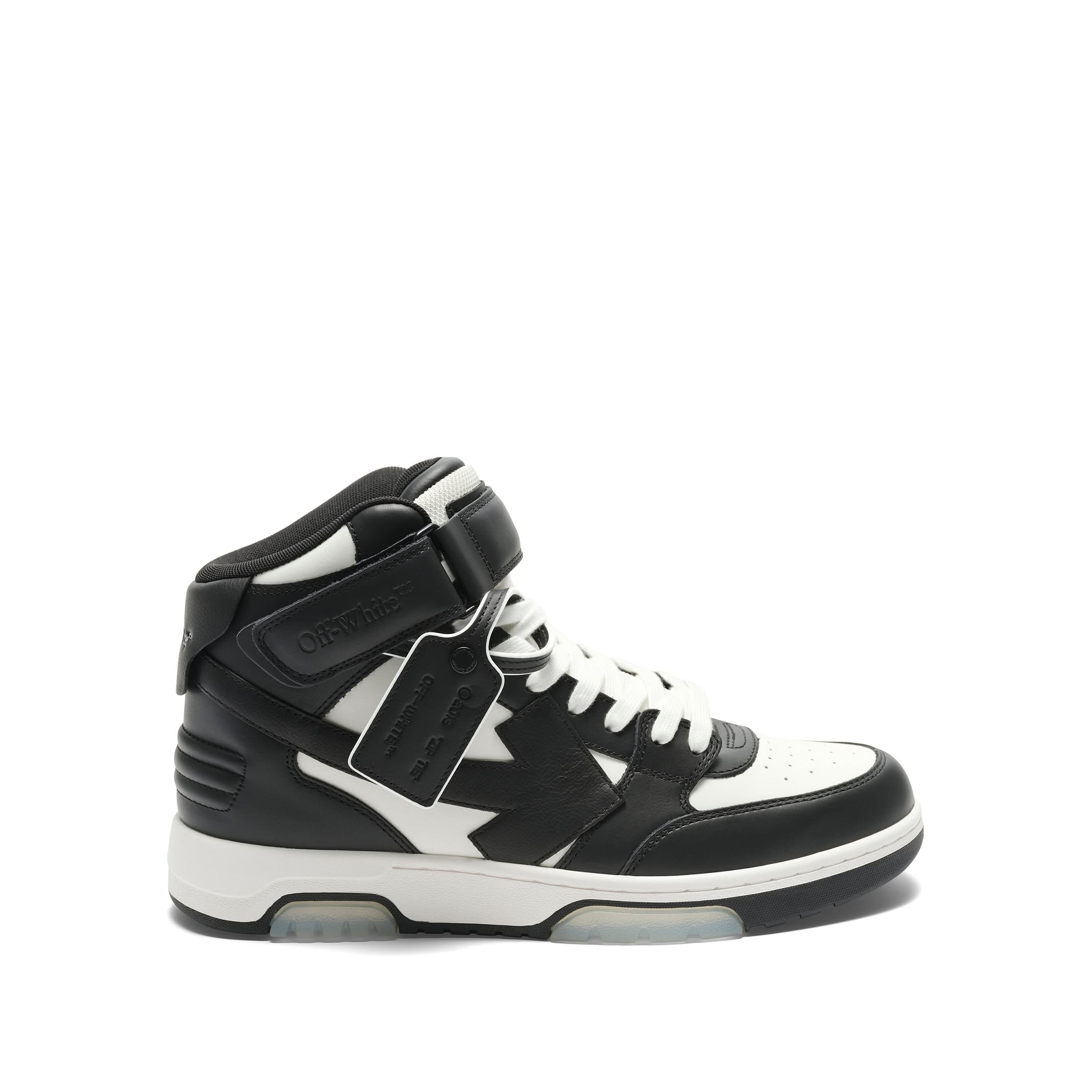 Out of Office Mid Top Leather Sneakers in Black/White