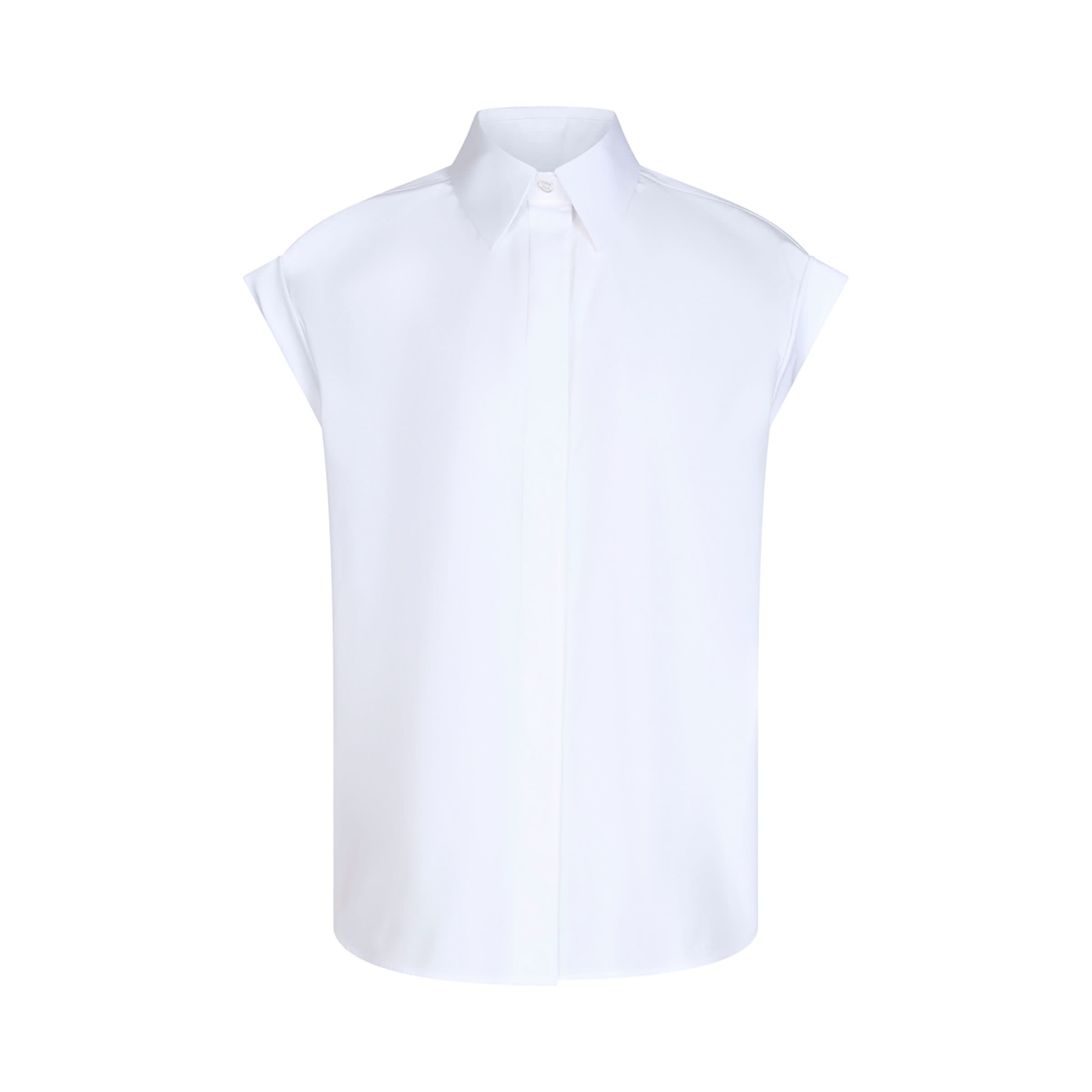 Sleeveless Poplin Shirt in White