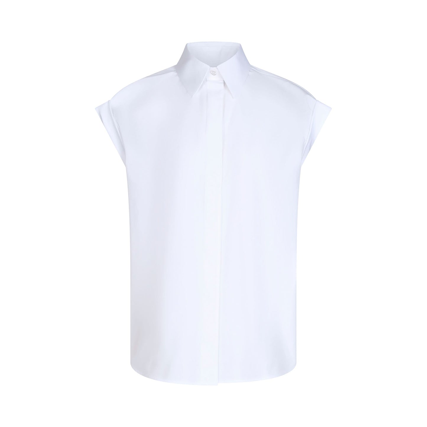 Sleeveless Poplin Shirt in White