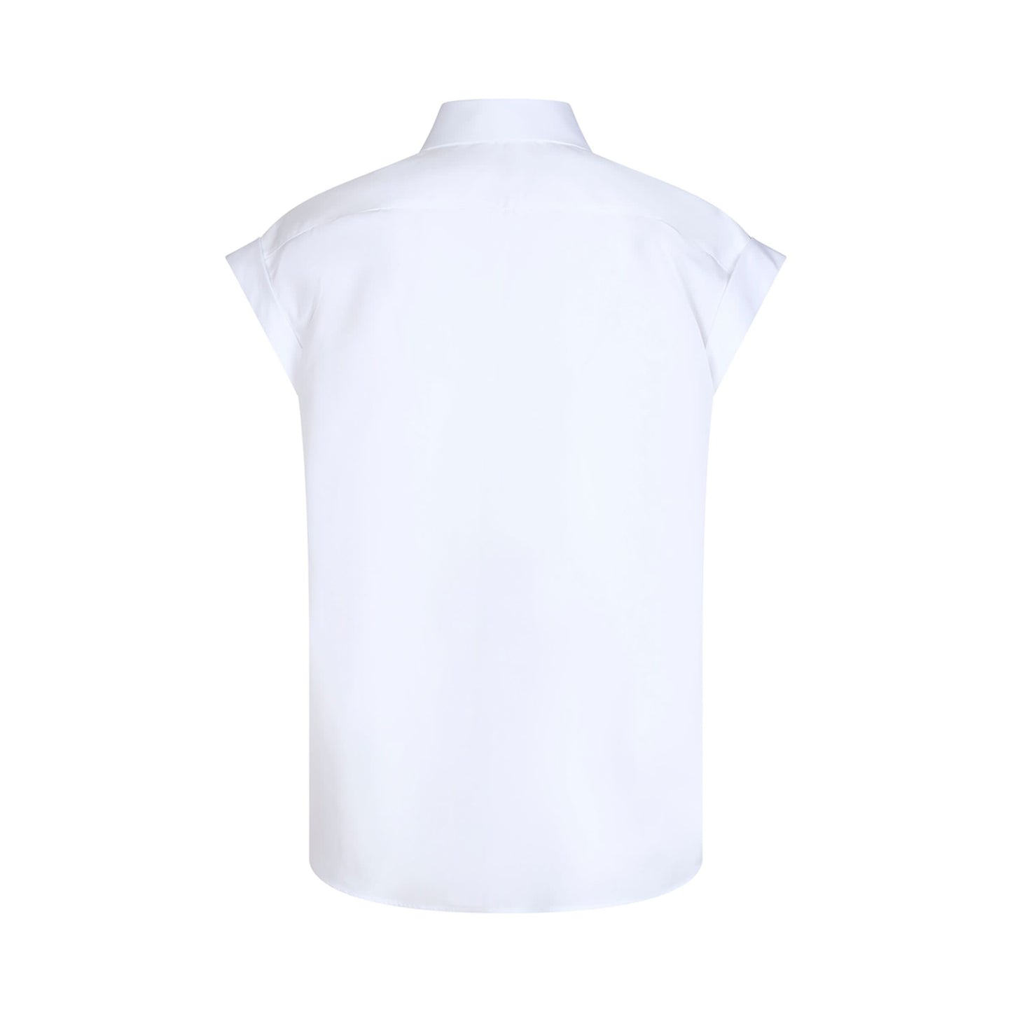 Sleeveless Poplin Shirt in White