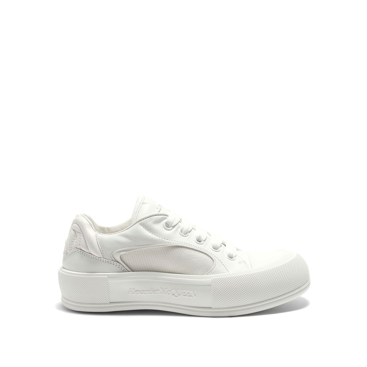 New Deck Lace-Up Plimsoll Sneaker in White