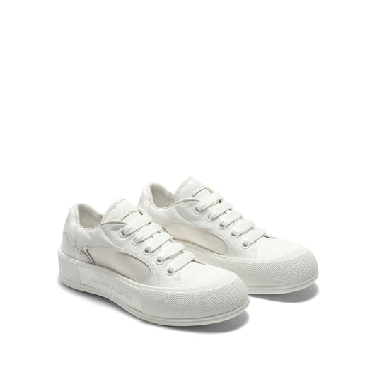 New Deck Lace-Up Plimsoll Sneaker in White