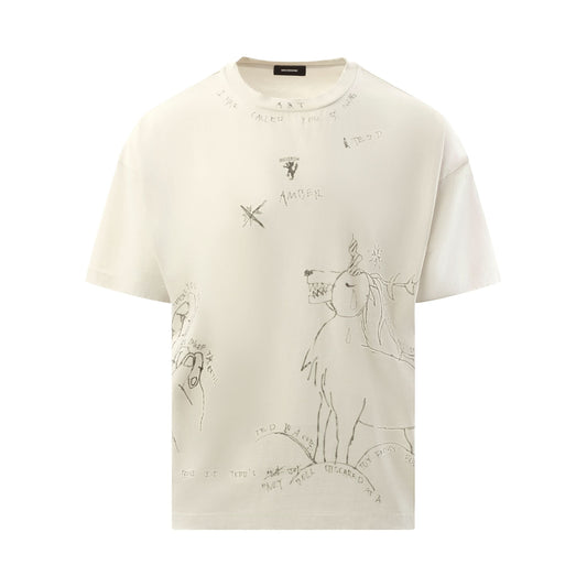 Dyed Print Short-Sleeved T-Shirt in Ivory