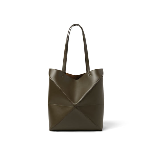 Puzzle Fold Tote Medium in Dark Khaki Green