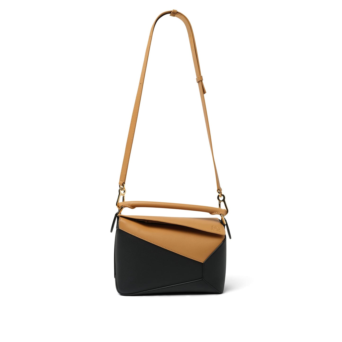 Puzzle Edge Small Bicolour Bag in Warm Desert/Black