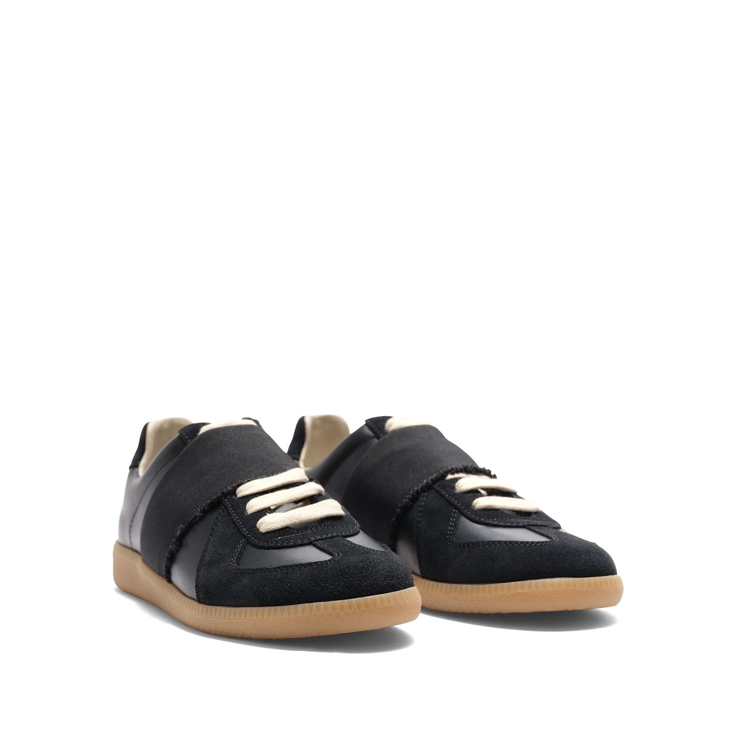 Replica Leather Sneakers in Black/Black