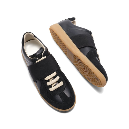 Replica Leather Sneakers in Black/Black