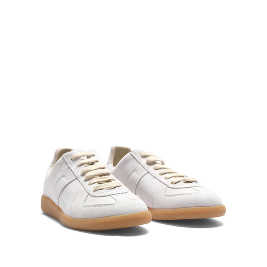 Women Replica Leather Sneakers in Light Grey