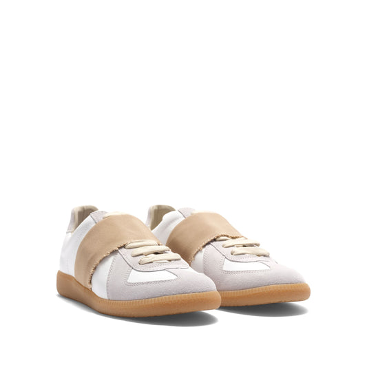 Replica Leather Sneakers in White/Nude