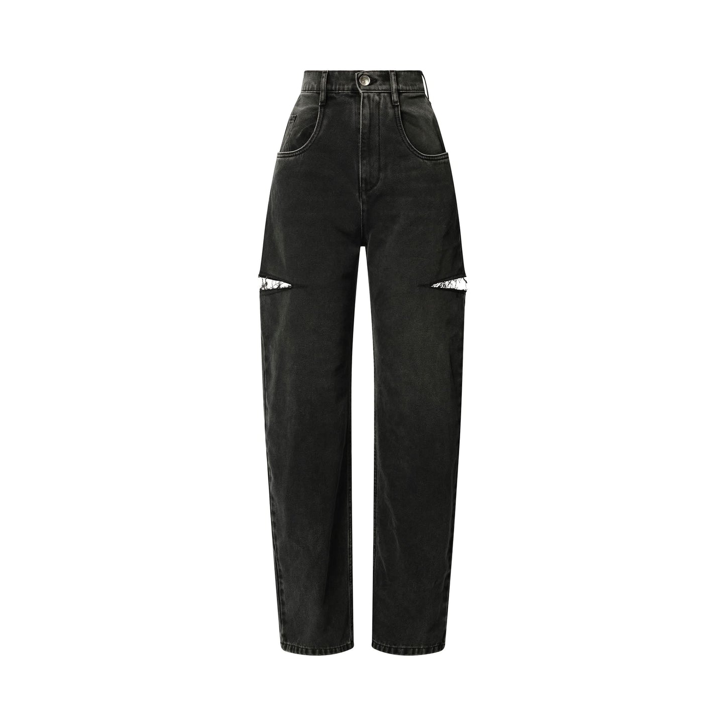 Slash Loose Fit Denim Jeans in Black