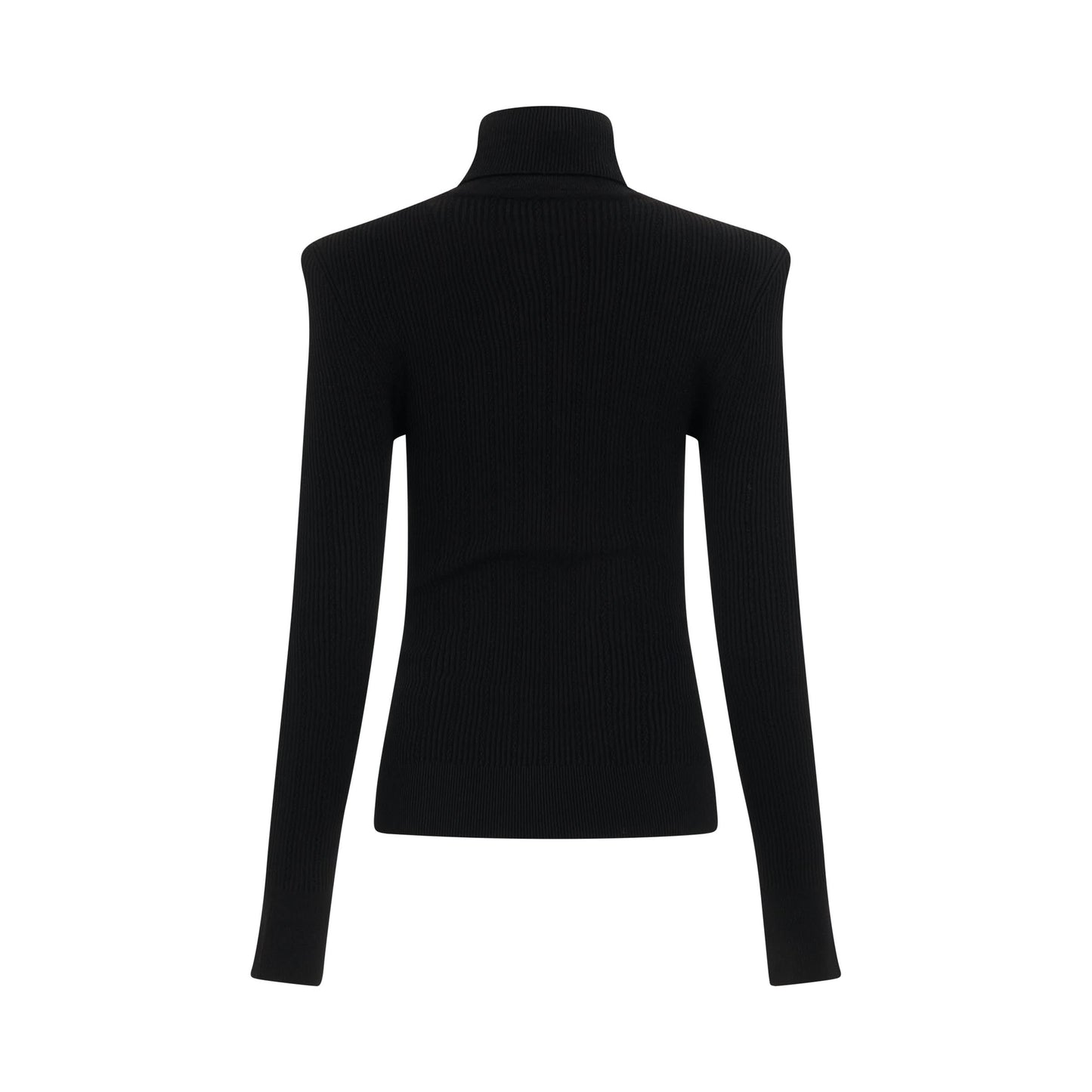 Logo Button Trimmed Turtleneck Sweater in Black