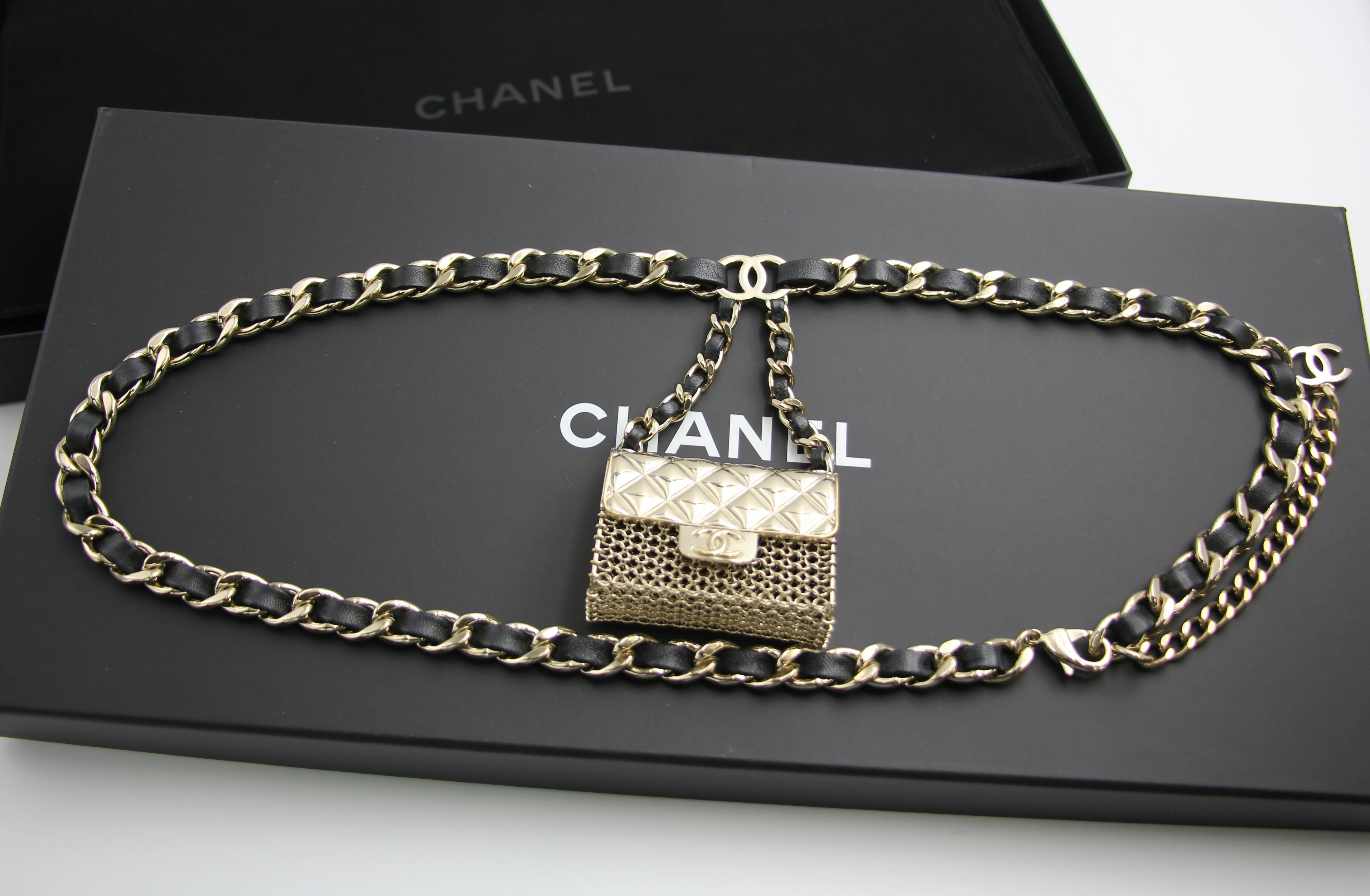 Chanel B21S Metal Handbag Leather Chain Waist Chain 90cm